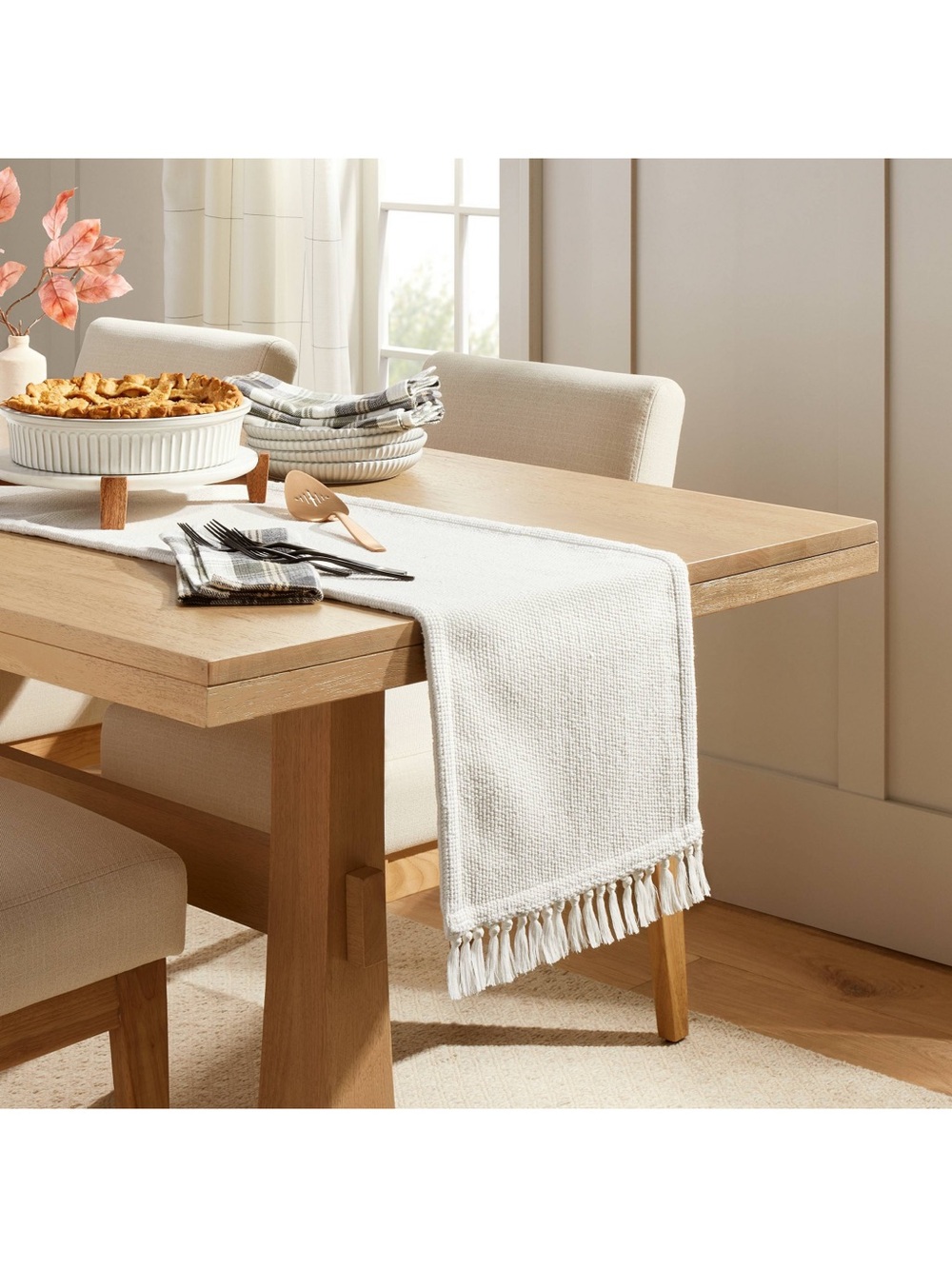 3 for this price Cream Woven Fringe Table Runner - Home Dining
